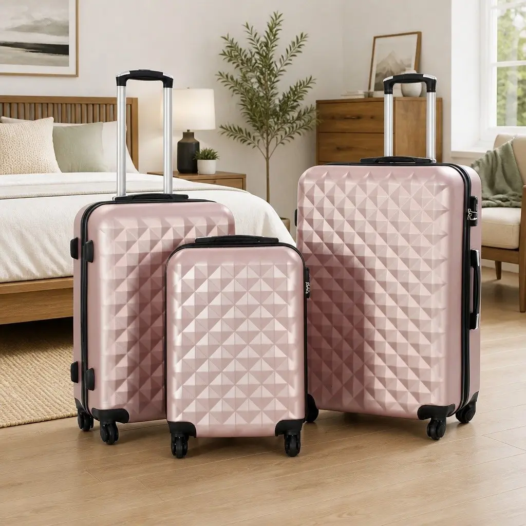 Hardcase Trolley Set Luggage Suitcase Gold 3 Piece