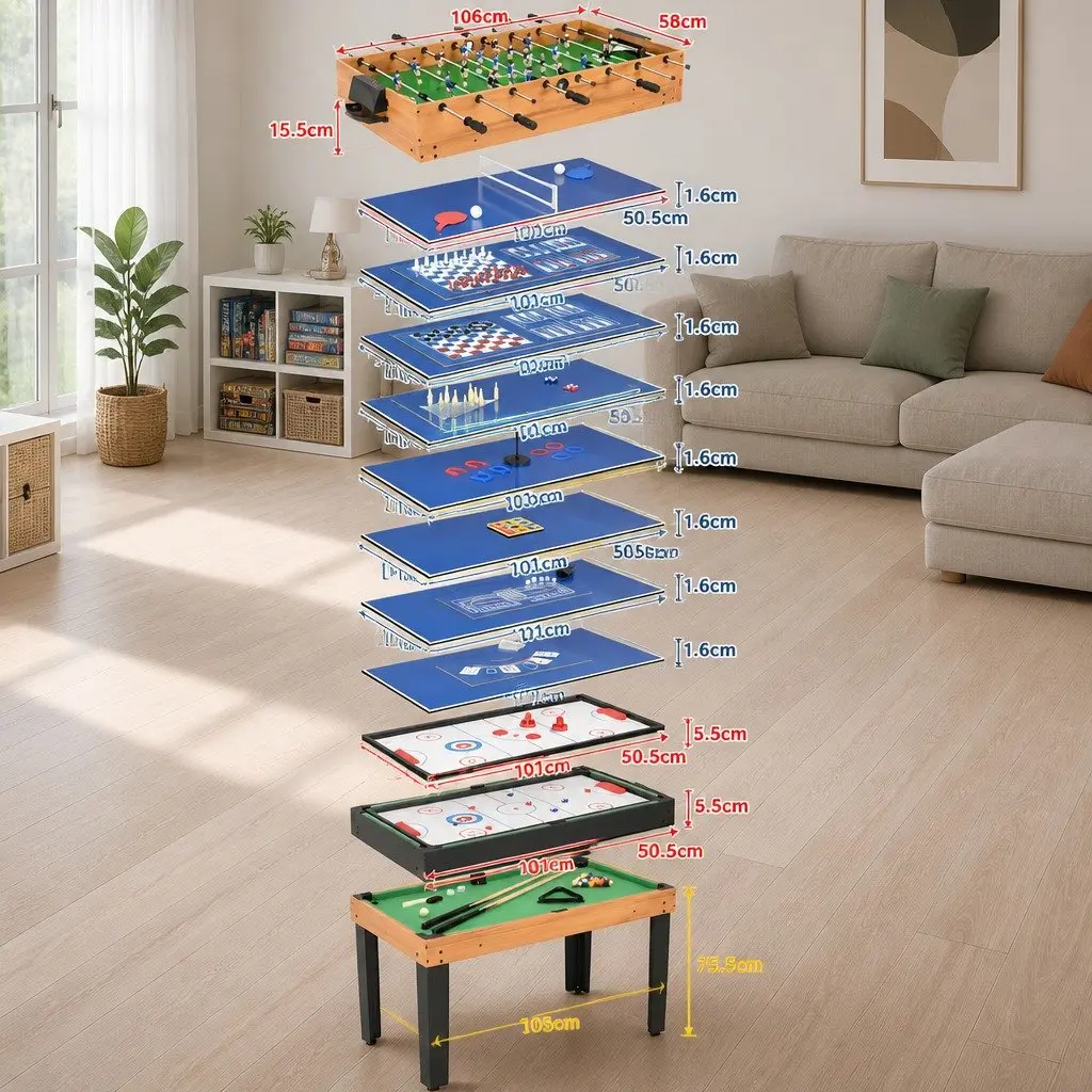 15-in-1 Multi Game Table for Game Room 121 x 61 x 82 cm