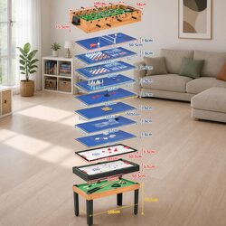 15-in-1 Multi Game Table: 121 x 61 x 82 cm, Brown