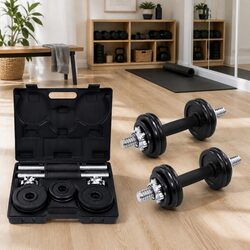 Detailed Specs: 15kg Cast Iron Dumbbell Set with Bars