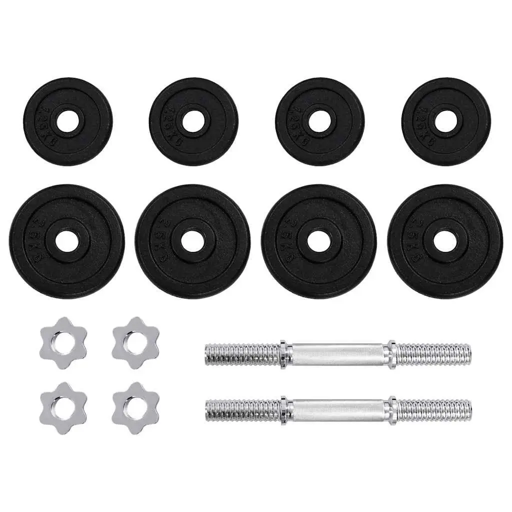 Dumbbell Set 20kg Cast Iron Free Weights Home Gym Exercise Training Fitness