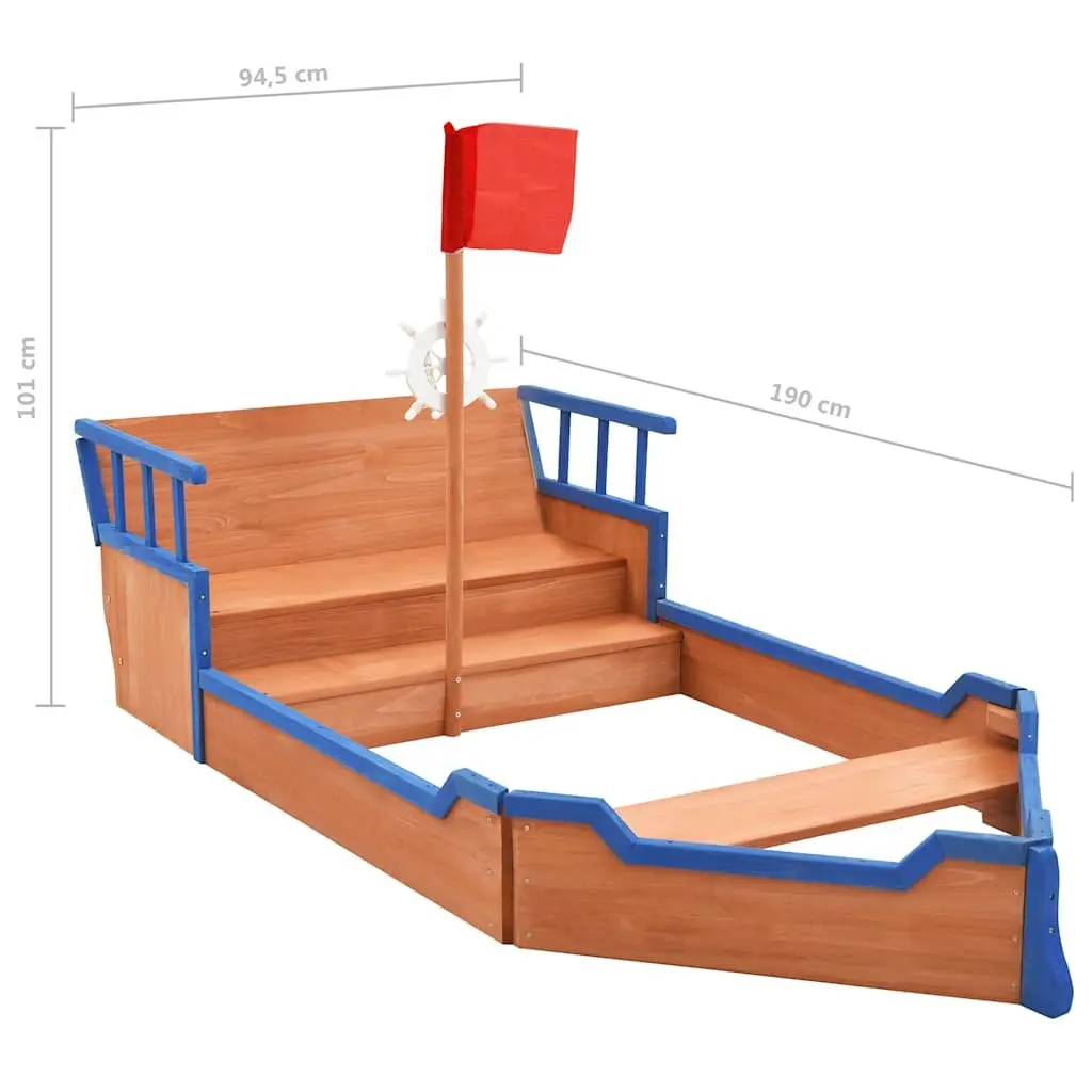 Wooden Sandbox Pirate Ship Design Children Outdoor Play Equipment Sand Pit