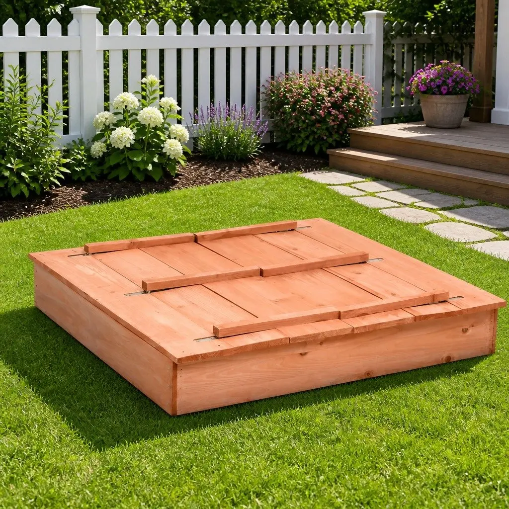 Wooden Sandbox 95x90x15cm Brown