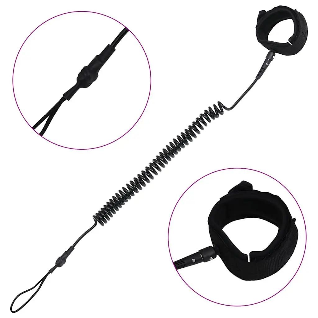 Coiled Leash for Water Sports 10 Inch Ankle Strap Padded Surfing Accessories