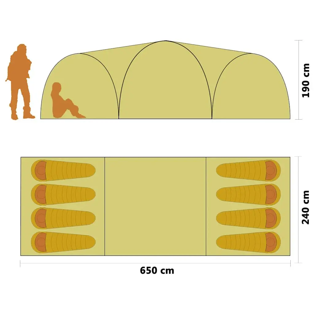 8 Person Camping Igloo Tent Spacious Family Outdoor Shelter Blue 650x240x190cm