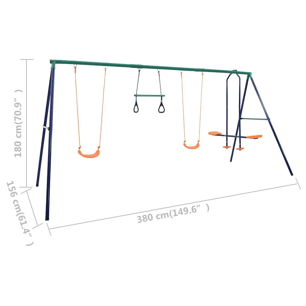 Orange Steel A-Frame Swing Set