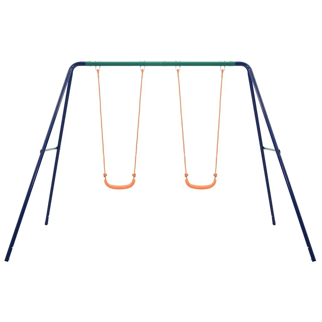 Swing Set Outdoor Play Equipment Steel A-Frame 2 Seats Orange