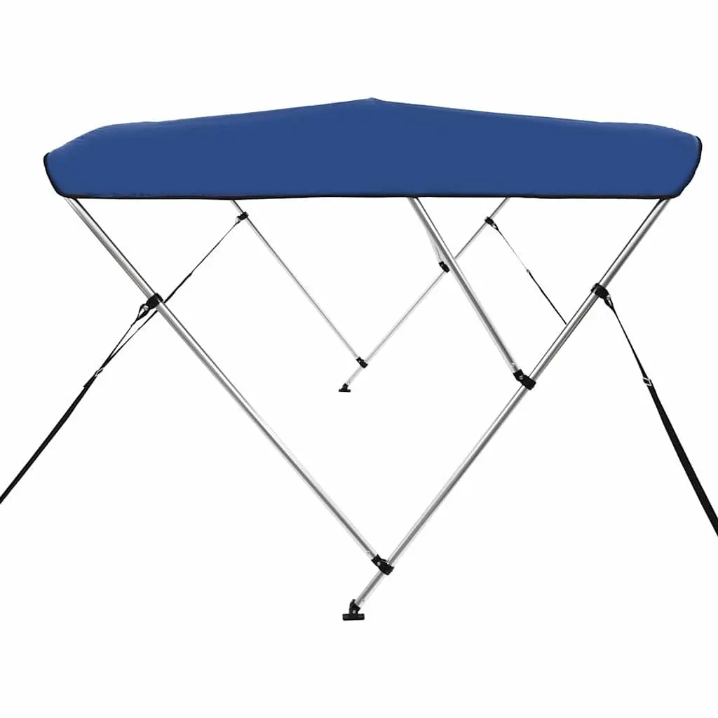 Bimini Top Boat Canopy Blue Adjustable 185 to 198cm Width 3 Bow Frame UV Water Resistant Polyester