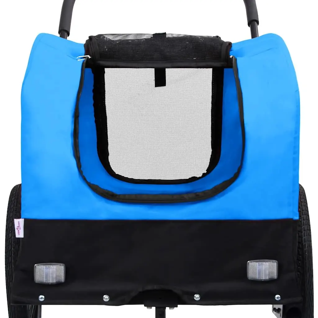 2-in-1 Pet Bike Trailer Jogging Stroller Dog Cart Blue Black Conversion