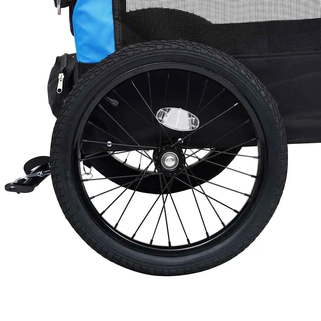 2-in-1 Pet Bike Trailer Jogging Stroller Dog Cart Blue Black Conversion
