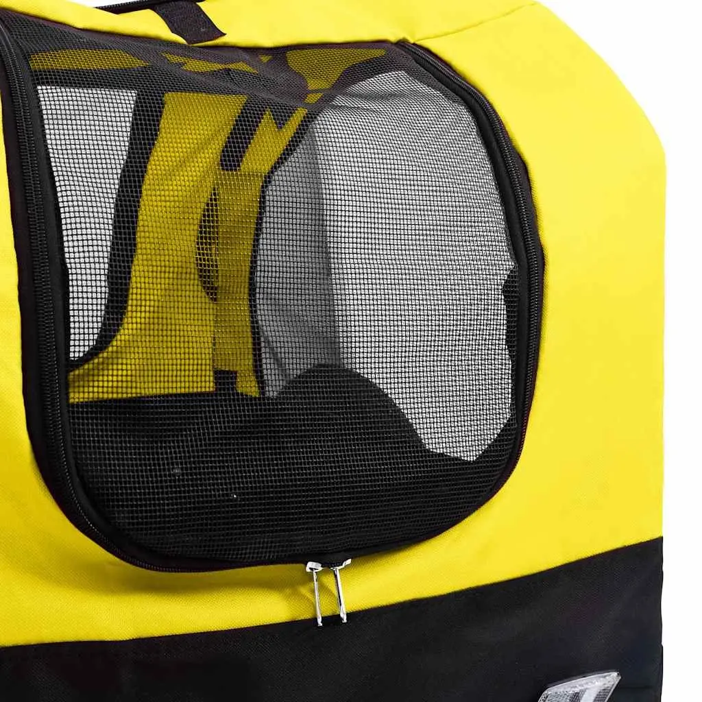 2-in-1 Pet Bike Trailer Jogging Stroller Yellow Black Dog Cat Carrier Conversion