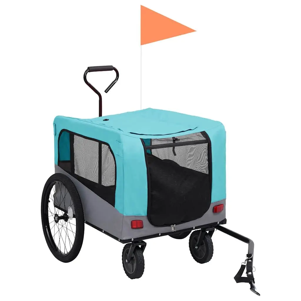 2-in-1 Pet Bike Trailer Jogging Stroller Dog Cart Convertible Blue Grey