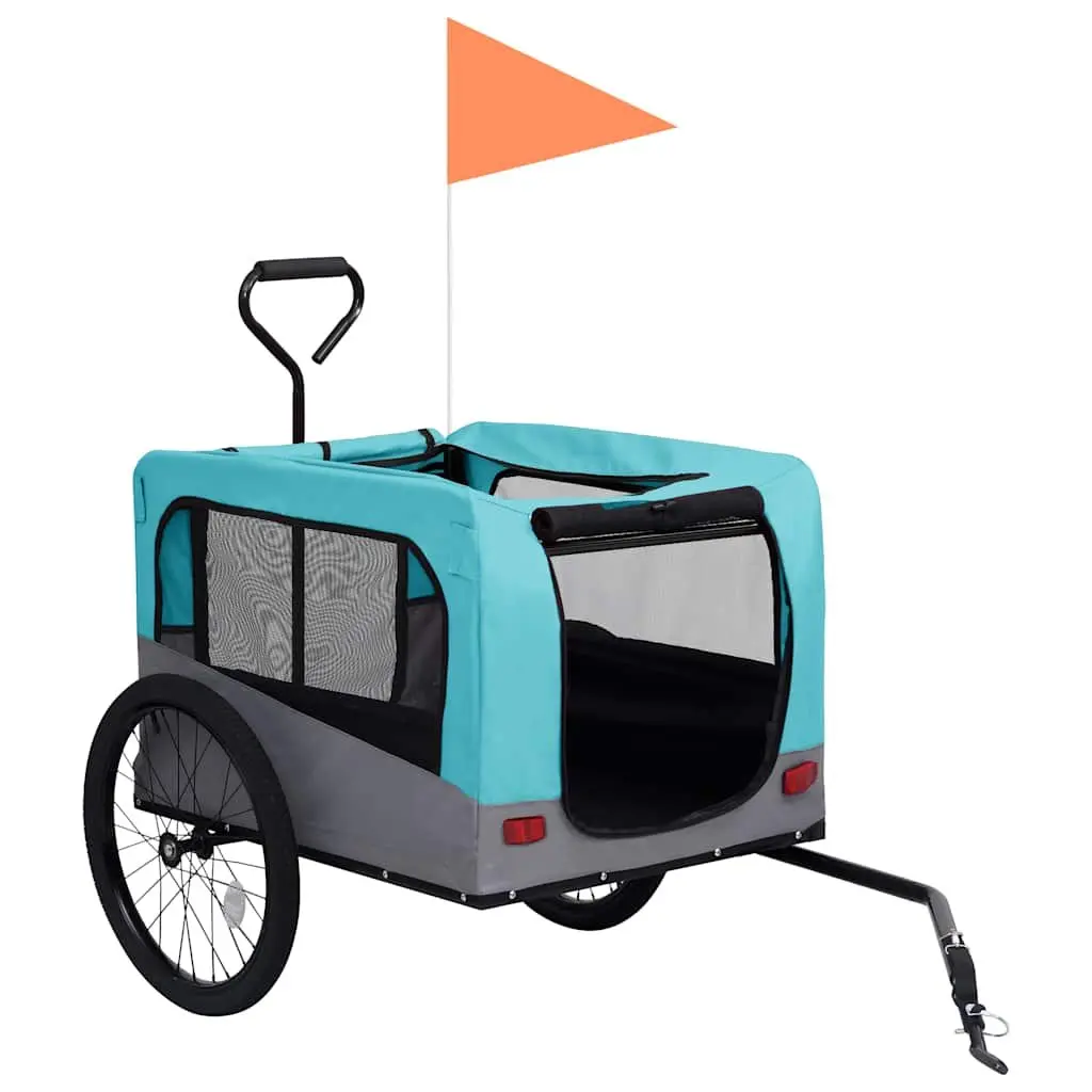2-in-1 Pet Bike Trailer Jogging Stroller Dog Cart Convertible Blue Grey
