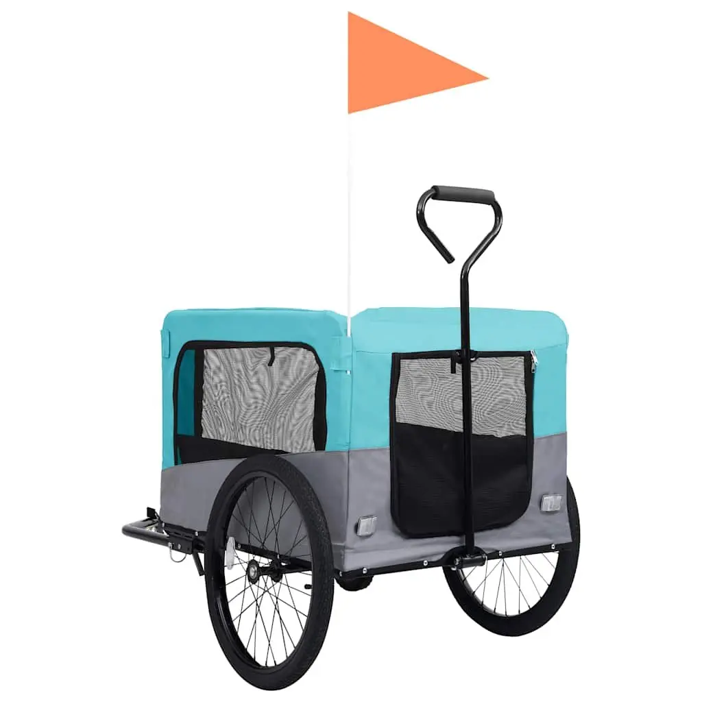 2-in-1 Pet Bike Trailer Jogging Stroller Dog Cart Convertible Blue Grey