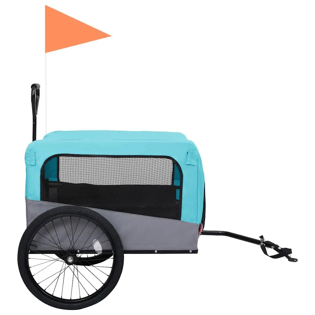 2-in-1 Pet Bike Trailer Jogging Stroller Dog Cart Convertible Blue Grey