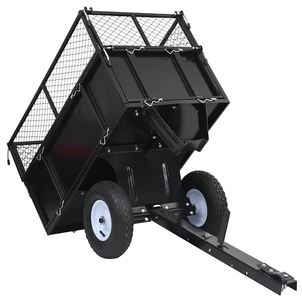 Tipping Trailer for Lawn Mower 150 kg Load Capacity Garden Trolley Coupling