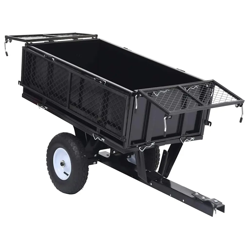 Tipping Trailer for Lawn Mower 150 kg Load Capacity Garden Trolley Coupling