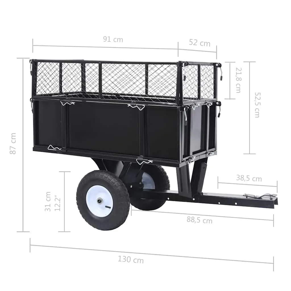 Tipping Trailer for Lawn Mower 150 kg Load Capacity Garden Trolley Coupling