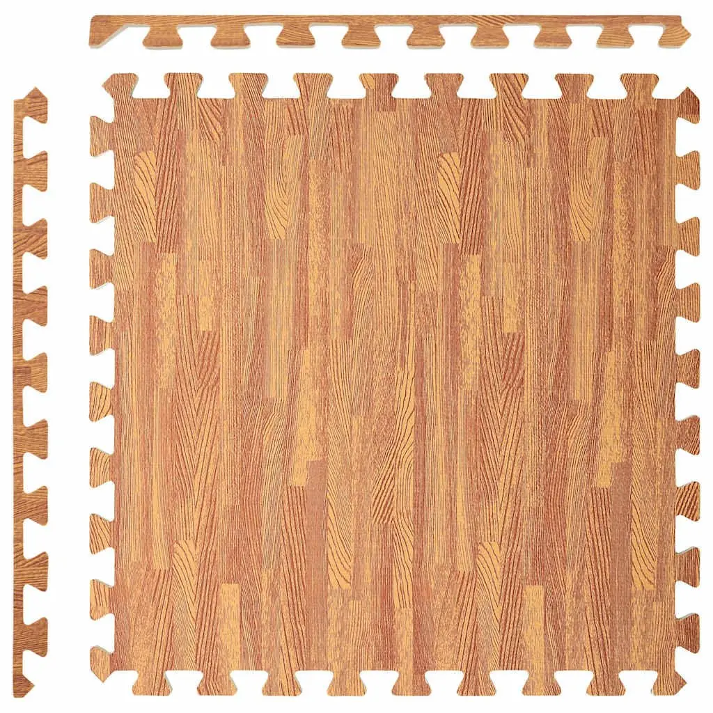 Exercise Floor Mats for Home Office Gym 12 Piece Wood Grain Pattern EVA Foam Puzzle Tiles