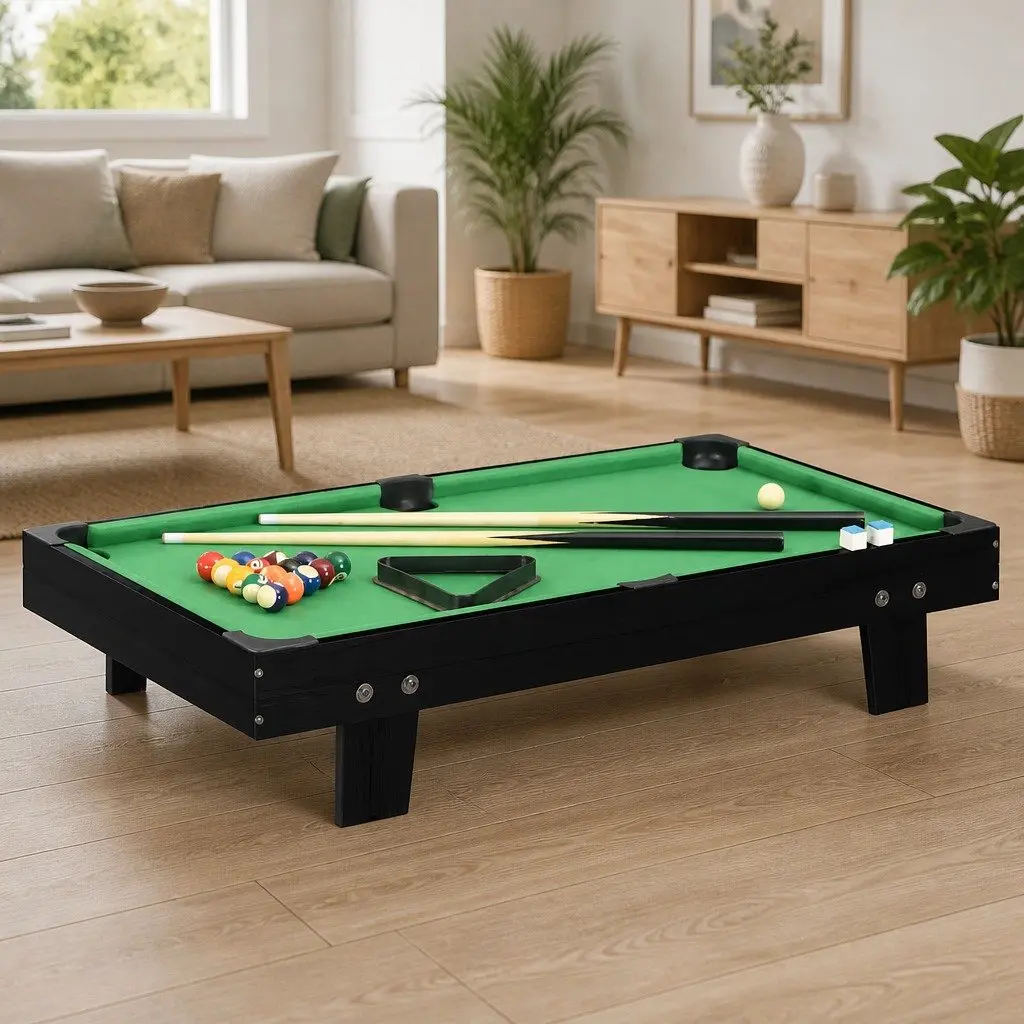Mini Pool Table 92x52x19cm Portable Tabletop Billiards Game Set with Cues Balls