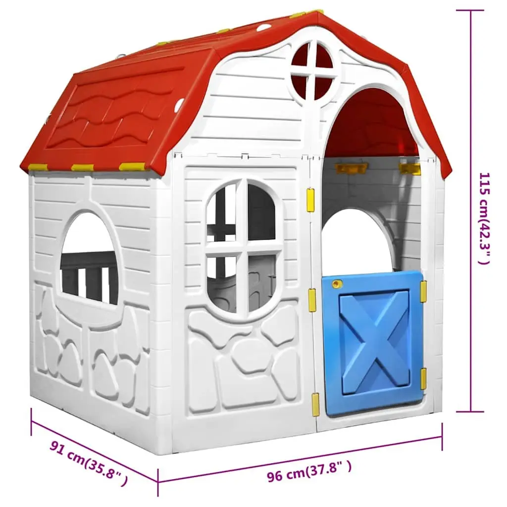 Kids Foldable Playhouse Cottage Indoor Outdoor Multicolour