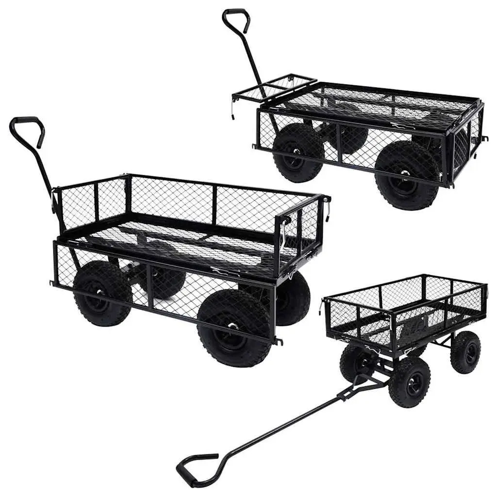 Garden Hand Trolley Cart for Outdoor Use Heavy-Duty Steel with Pneumatic Wheels