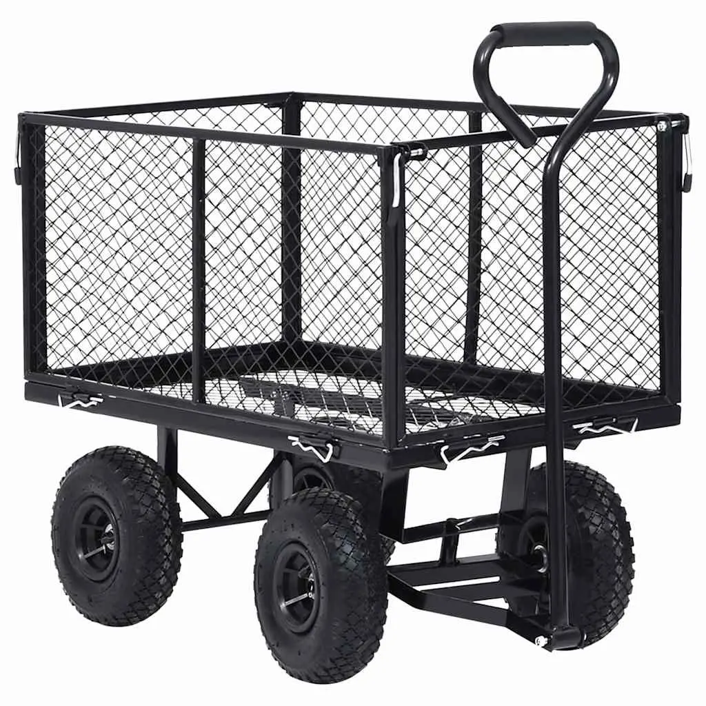 Garden Hand Trolley for Outdoor Use Heavy Duty Steel Black
