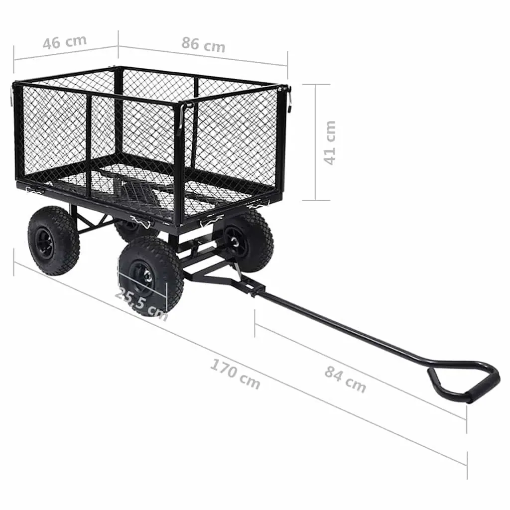 Garden Hand Trolley for Outdoor Use Heavy Duty Steel Black