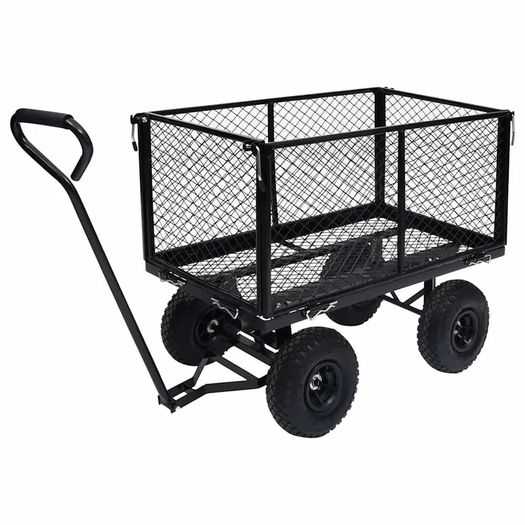 Garden Hand Trolley for Outdoor Use Heavy Duty Steel Black