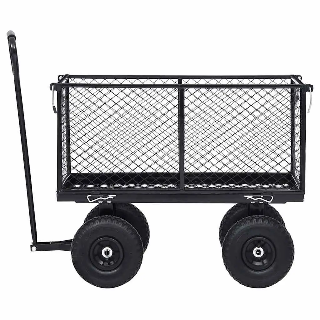 Garden Hand Trolley for Outdoor Use Heavy Duty Steel Black