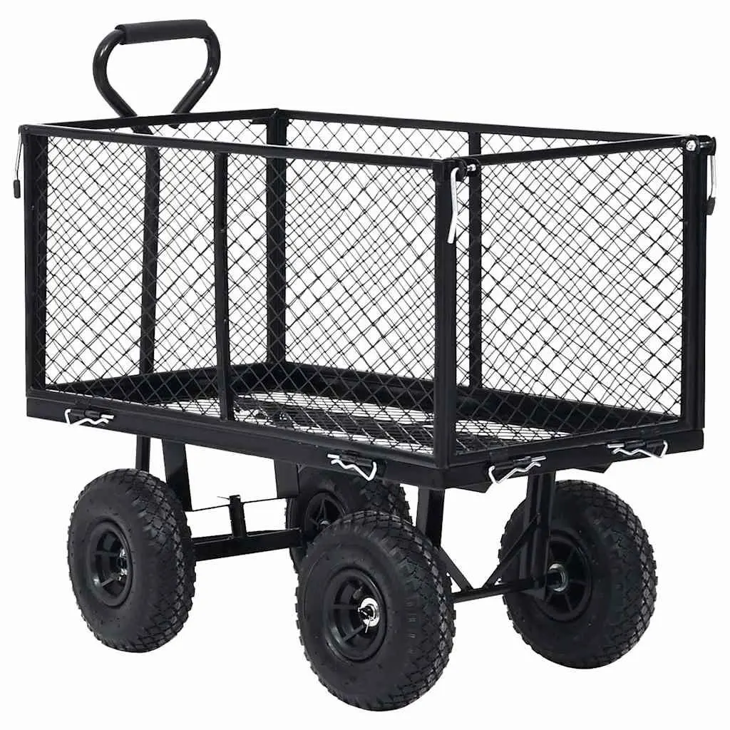 Garden Hand Trolley for Outdoor Use Heavy Duty Steel Black