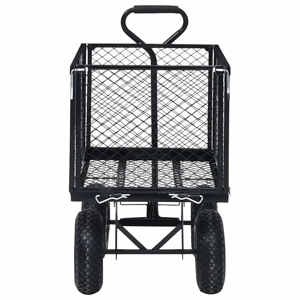 Garden Hand Trolley for Outdoor Use Heavy Duty Steel Black