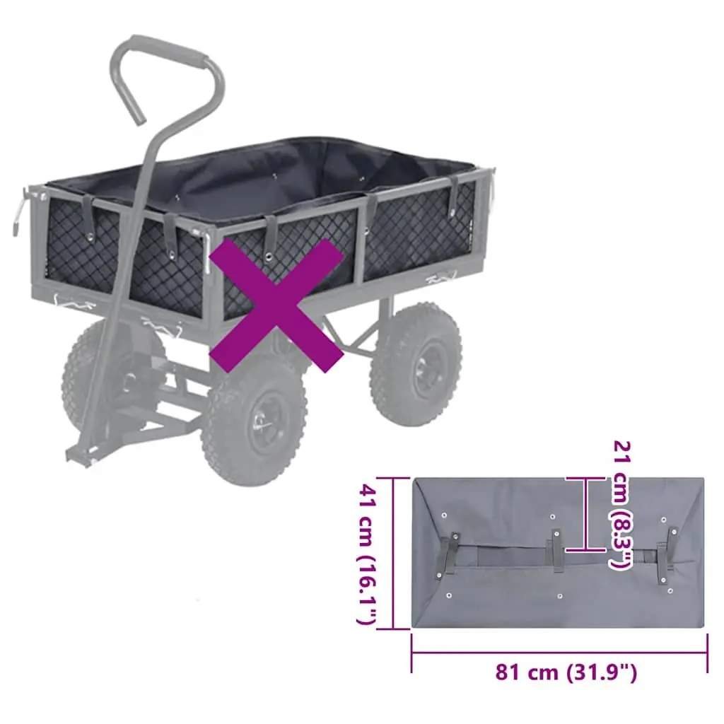 Garden Cart Liner Utility Wagon Grey 81x41x21 cm Weather-Resistant Fabric