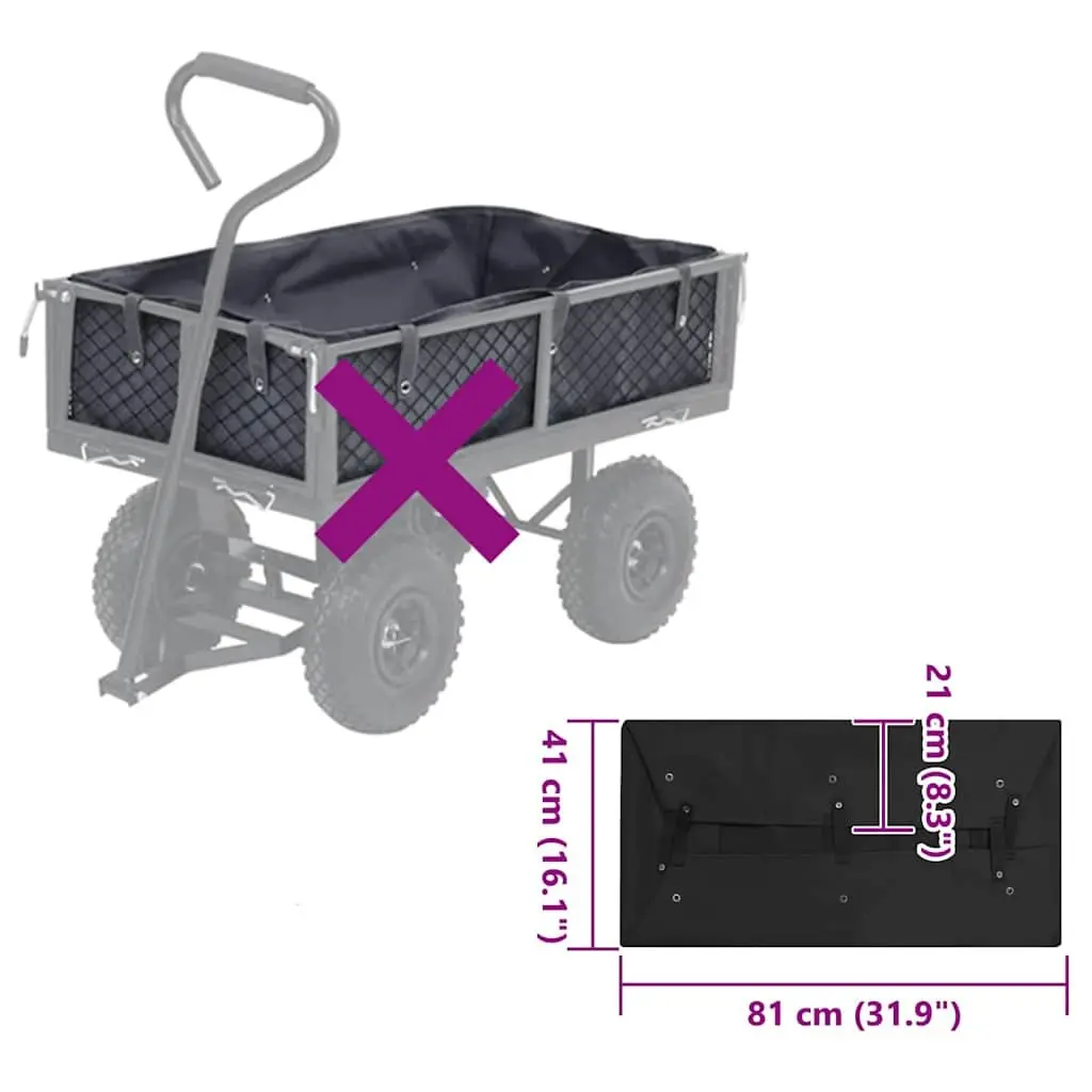 Garden Cart Liner Black 81x41x21cm Utility Wagon Fabric Insert Landscaping