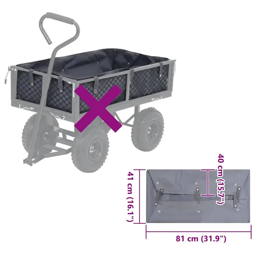 Garden Cart Liner Grey 81x41x40cm Weather-Resistant Utility Wagon Fabric Insert