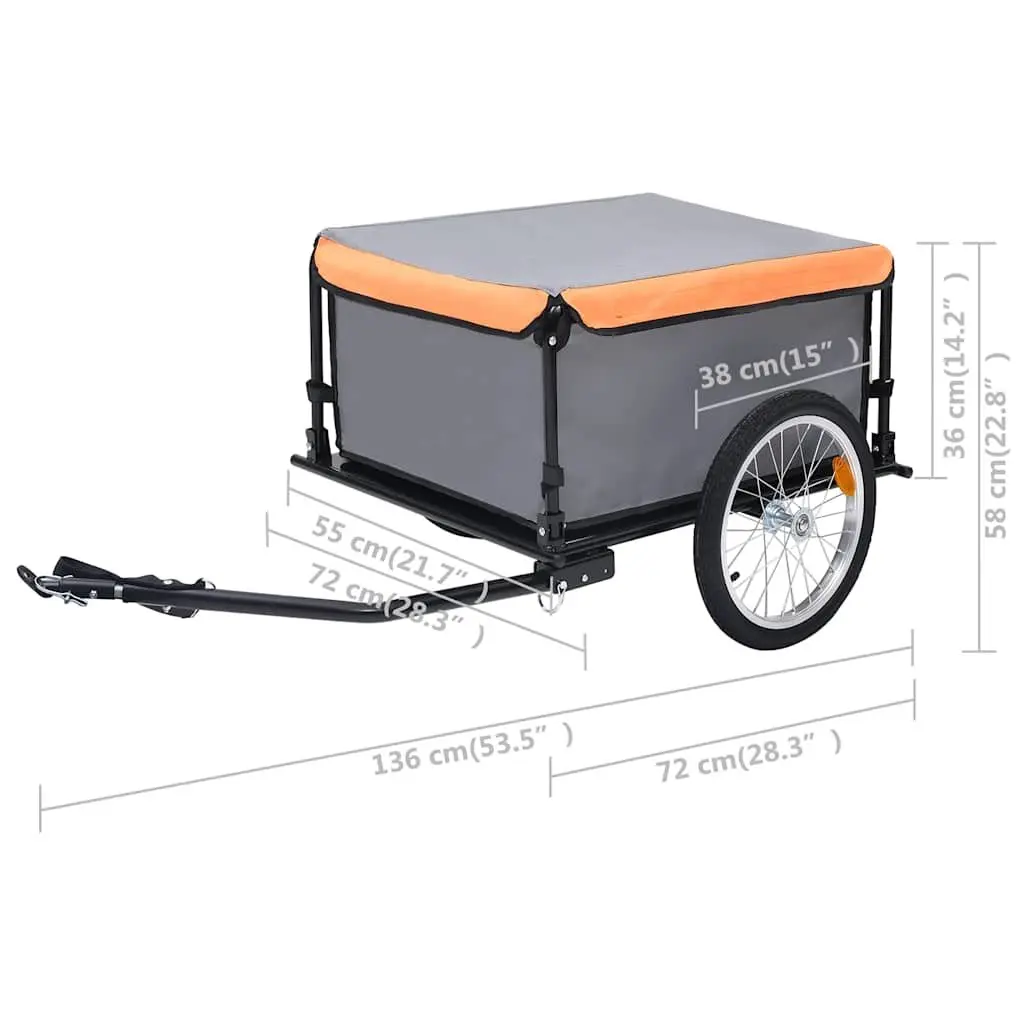 Bike Trailer for Commute and Tour Steel Frame Foldable Grey