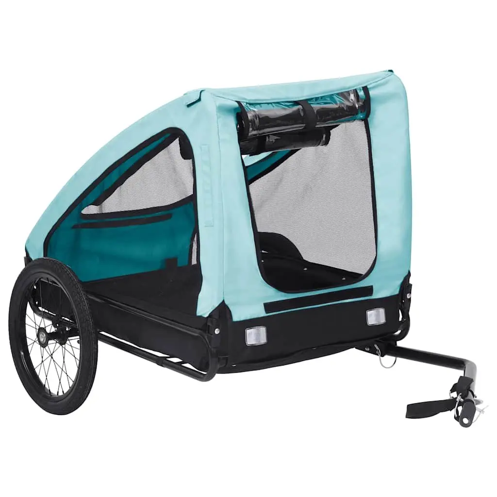 Blue Folding Pet Bike Trailer with Quick Release Hitch