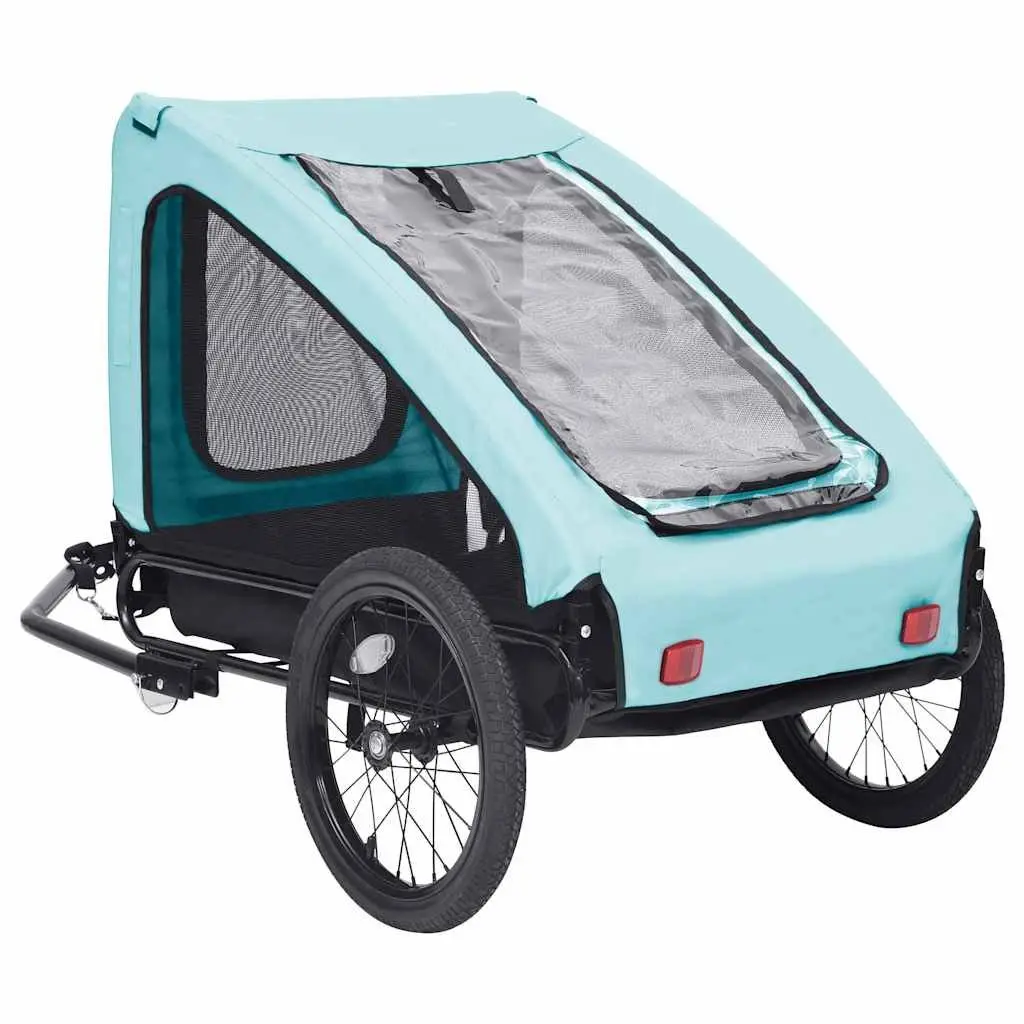Blue Folding Pet Bike Trailer with Quick Release Hitch