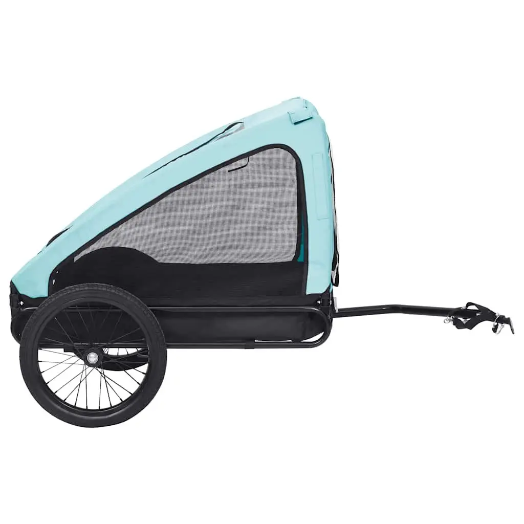 Blue Folding Pet Bike Trailer with Quick Release Hitch