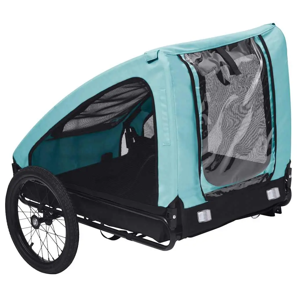 Blue Folding Pet Bike Trailer with Quick Release Hitch