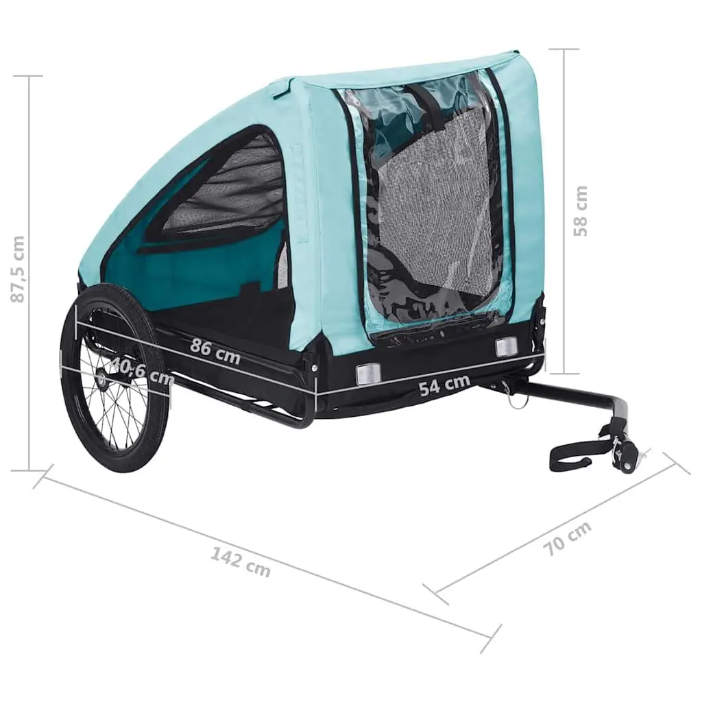 Blue Folding Pet Bike Trailer with Quick Release Hitch