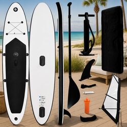 Inflatable Stand Up Paddleboard with Sail Set for Adults Water Sports Black
