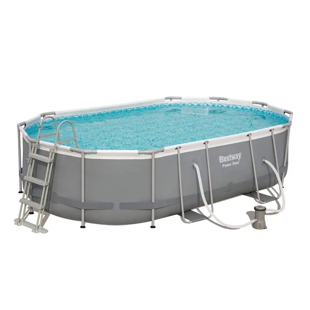 Above Ground Swimming Pool Oval for Garden Backyard 488x305x107cm Steel Frame
