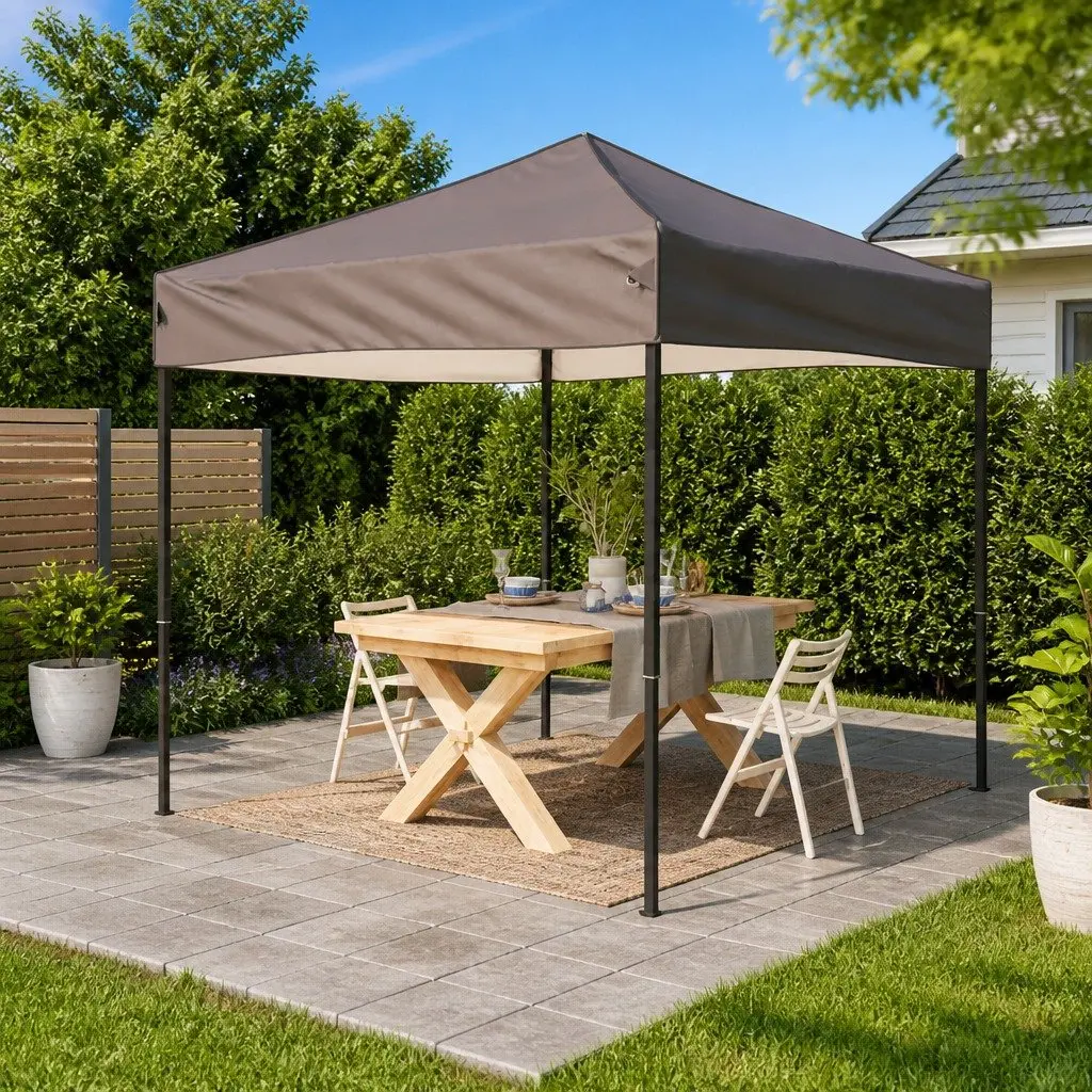 Folding Party Tent Outdoor Canopy Pavilion 2x2m Garden Shelter Taupe