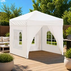 Folding Party Tent 2x2 m Cream: Steel Frame & Oxford Fabric