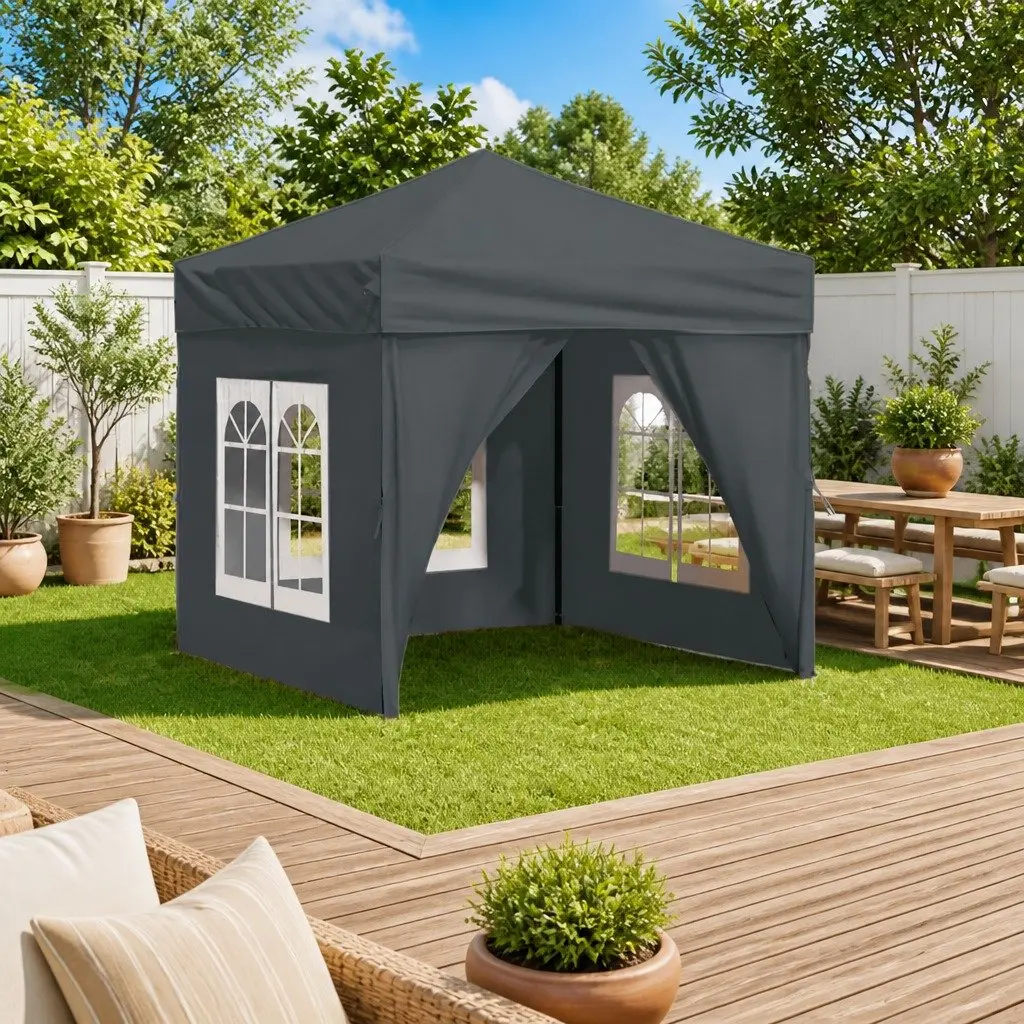 Folding Party Tent Outdoor Use 2x2m Anthracite Gazebo Canopy with Sidewalls