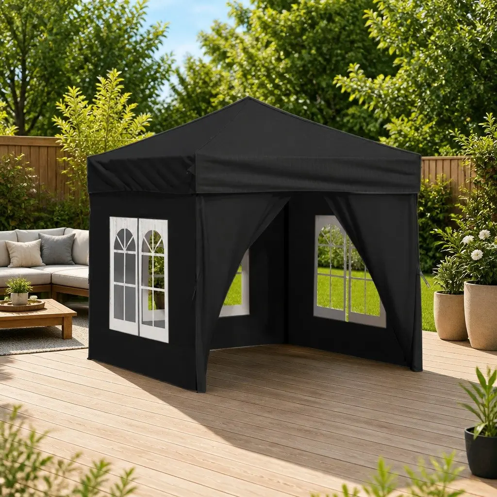 Folding Party Tent Outdoor Use 2x2 m Black
