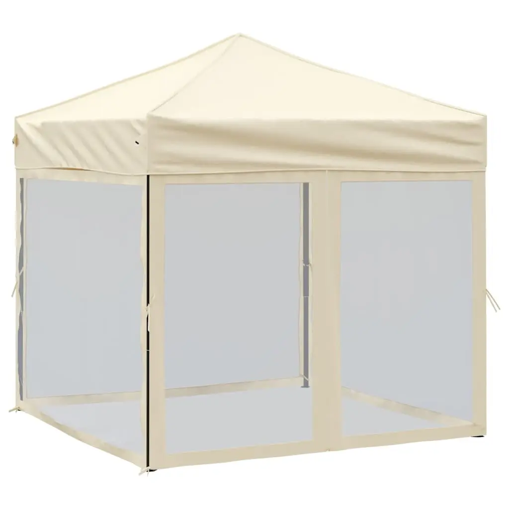 Folding Party Tent with Sidewalls Cream 2x2 m Outdoor Gazebo Canopy