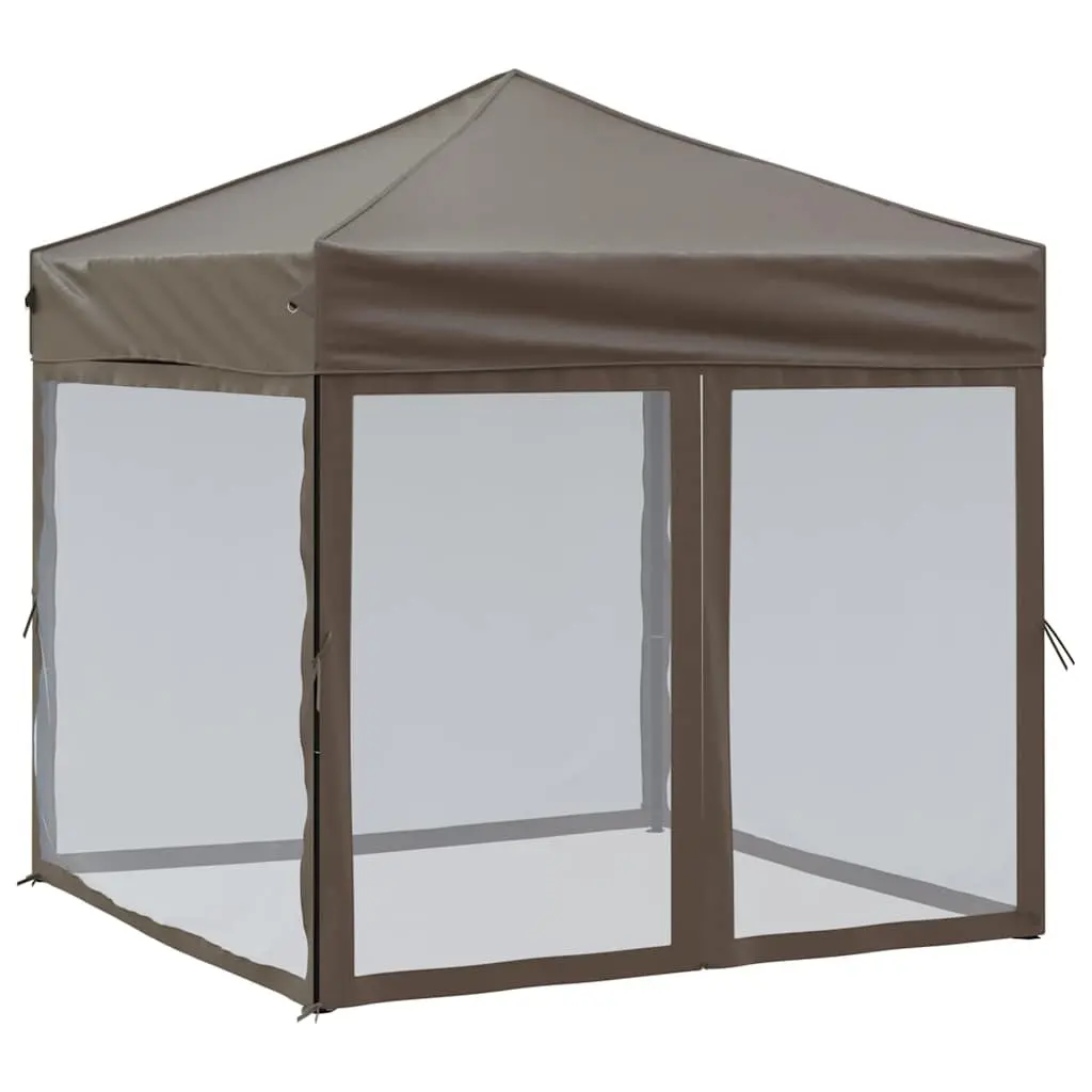 Folding Party Tent Sidewalls Outdoor Canopy 2x2m Taupe Garden