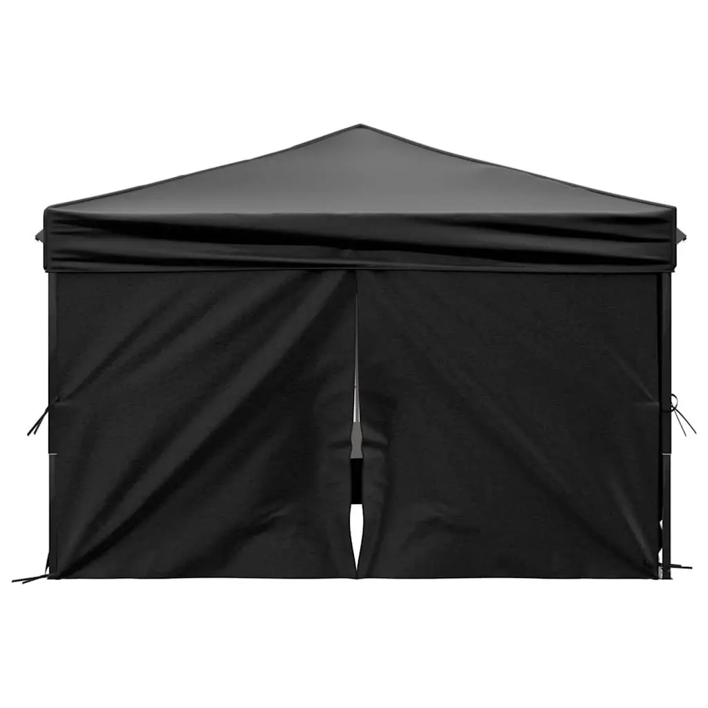 Folding Outdoor Gazebo Tent Black 3x3m Portable Canopy with Sidewalls for Parties and Events